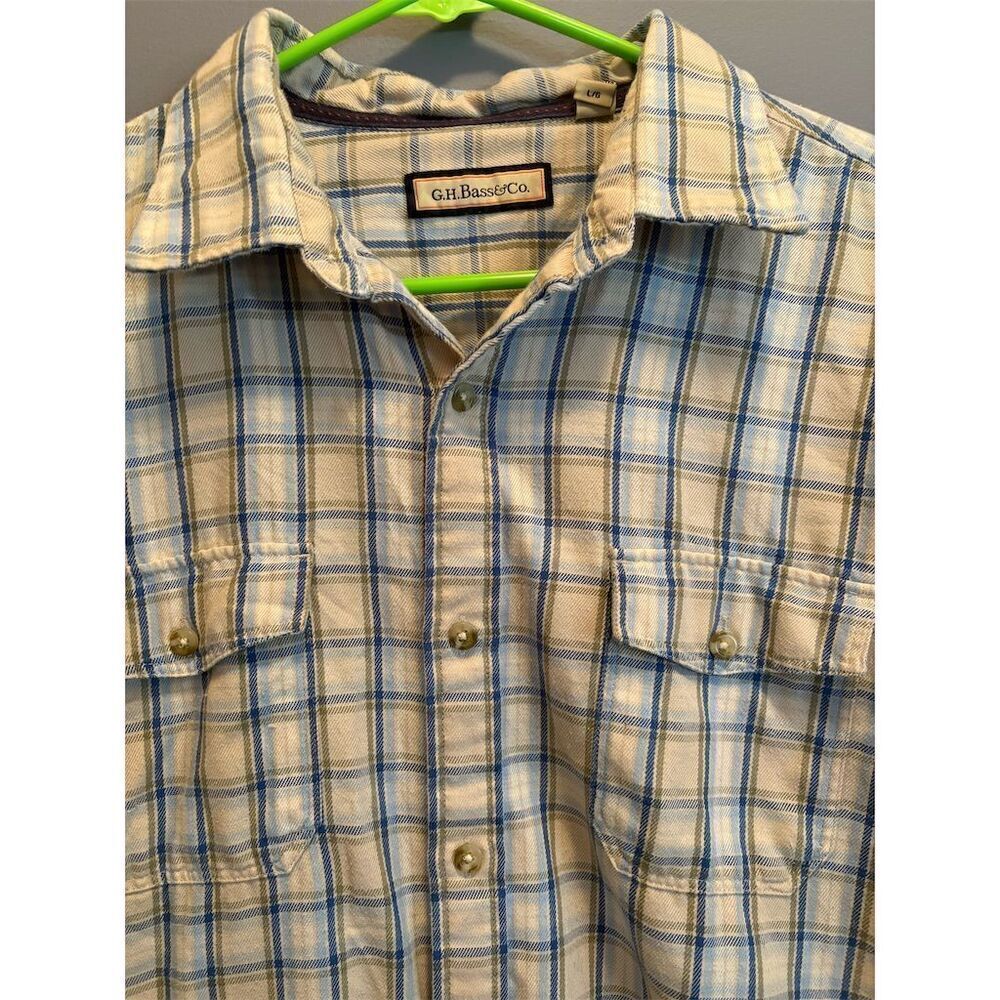 *3/$15 GH Bass Men's Plaid Long Sleeve Button-Up Shirt Size L Multicolor - Picture 2 of 8